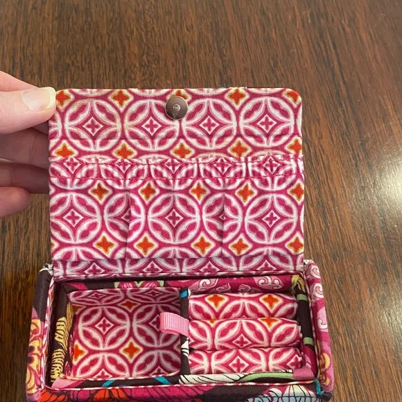 Vera Bradley Brown Pink Floral Travel Jewelry Box Case - Picture 5 of 7
